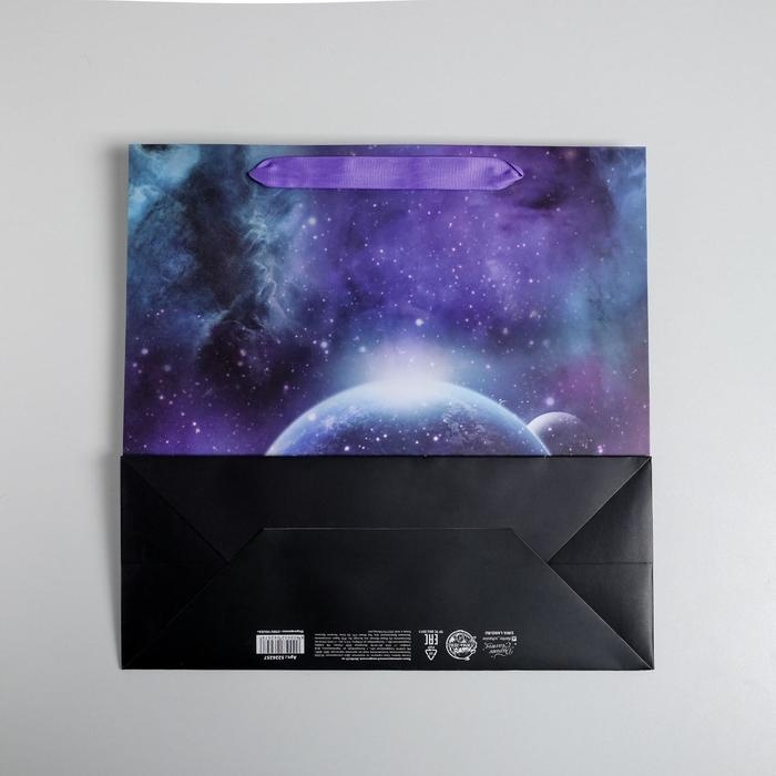 Пакет подарочный ламинированный квадратный, упаковка, «Космос», 30 х 30 х 12 см