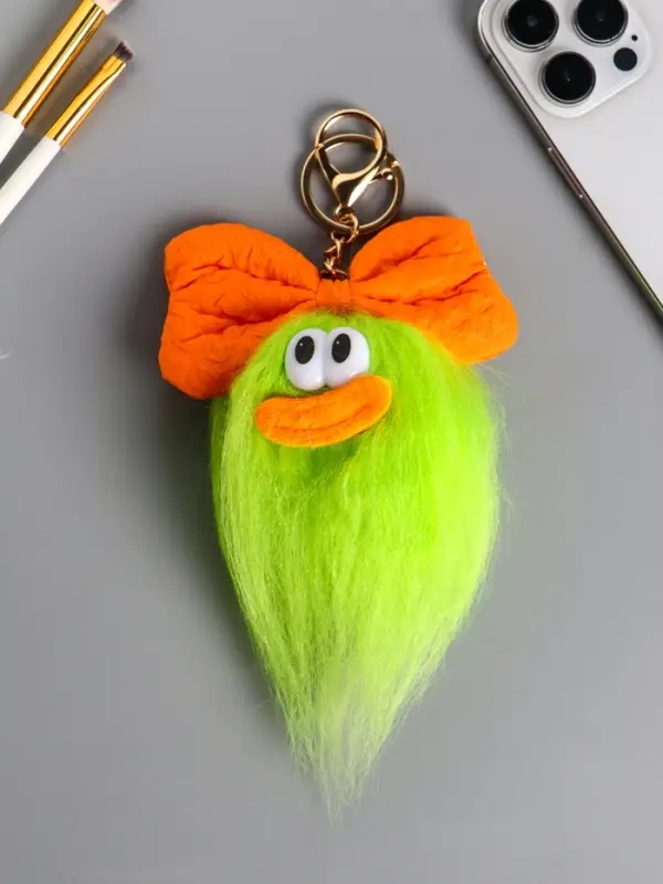 Пушистик на кольце "Чучундра с бантиком" салатовая 18х10х5 см