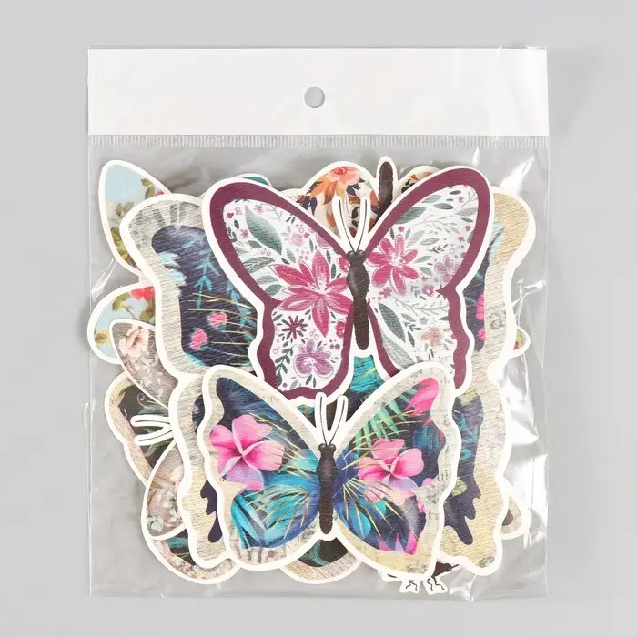 Бабочки картон "Цветочные" набор 12 шт h=4-10 см