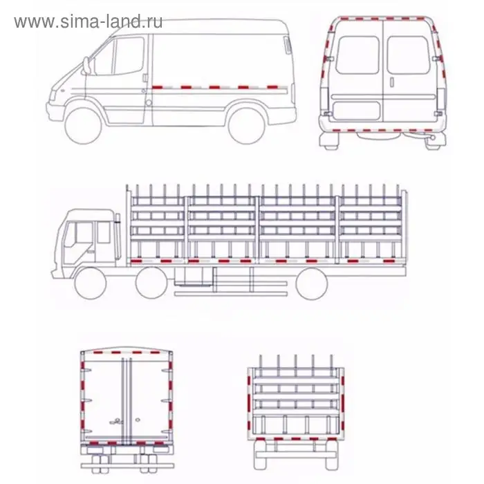 Светоотражающая лента, самоклеящаяся, красная, 10 см &times; 5 м