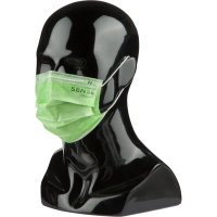 Маска медицинская 3-х сл., резинка, мятный/зеленый, Sense, картон 50шт/уп