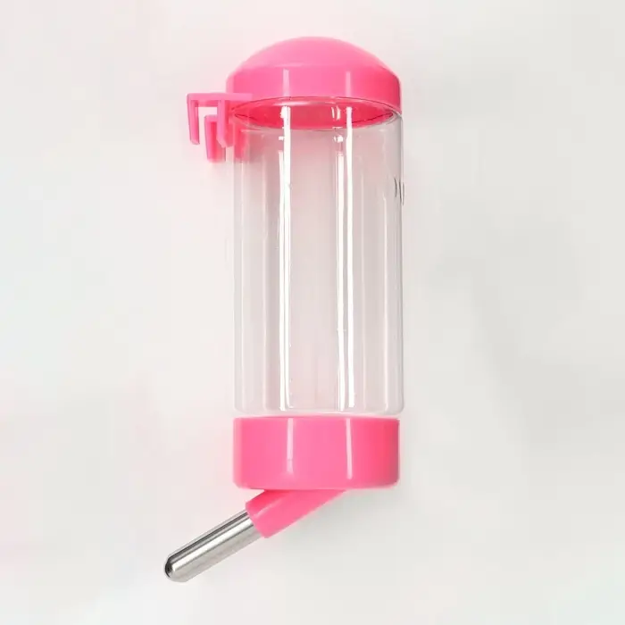 Поилка для клетки, 400 мл, 9&times;6&times;20 см, розовая