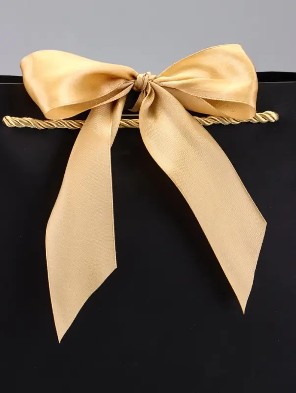 Пакет подарочный ламинированный, с лентой &laquo;Чёрный&raquo;, горизонтальный, 26&times;25&times;11 см