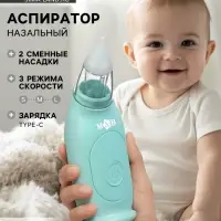 Аспиратор для новорожденных электронный, назальный (набор: 2 насадки, аксессуары, зарядка Type-C)