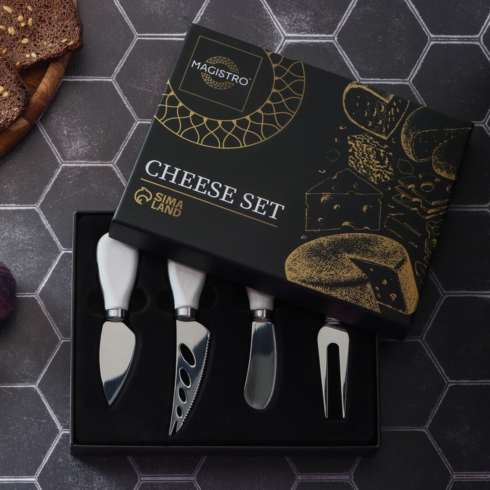 Набор ножей для сыра Magistro Celt, 4 предмета, керамическая ручка Набор ножей для сыра Magistro Celt, 4 предмета, керамическая ручка