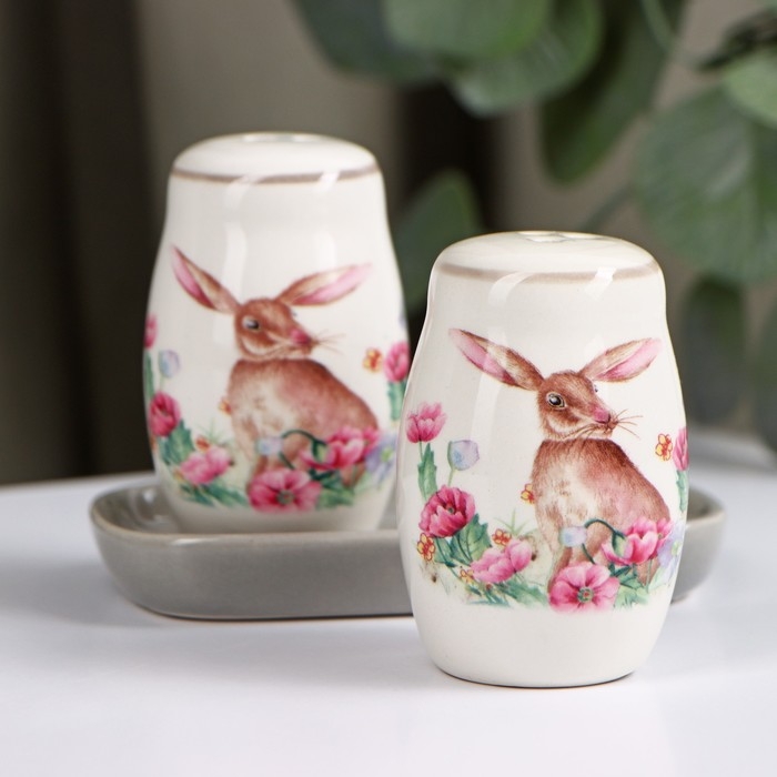 Набор для специй Доляна «Зайка», 2 предмета: солонка, перечница, 130 мл Набор для специй Доляна «Зайка», 2 предмета: солонка, перечница, 130 мл