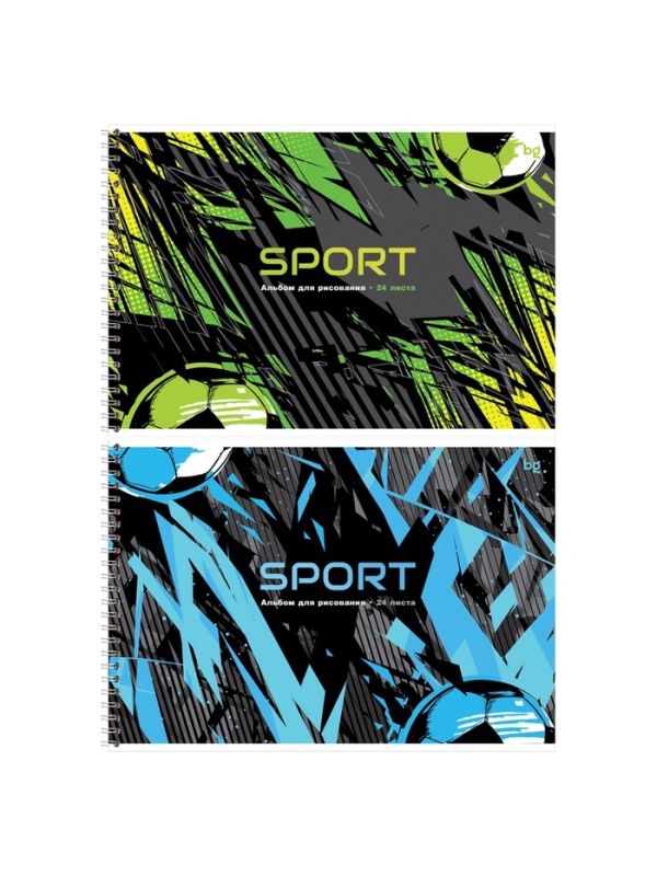 Альбом для рисования А4, 24 листа, на гребне, Sport, обложка мелованный картон, блок офсет 100 г/м&sup2;, МИКС