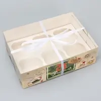 Коробка для капкейка, кондитерская упаковка, 6 ячеек, &laquo;23 февраля&raquo;, 23&times;16&times;7.5 см