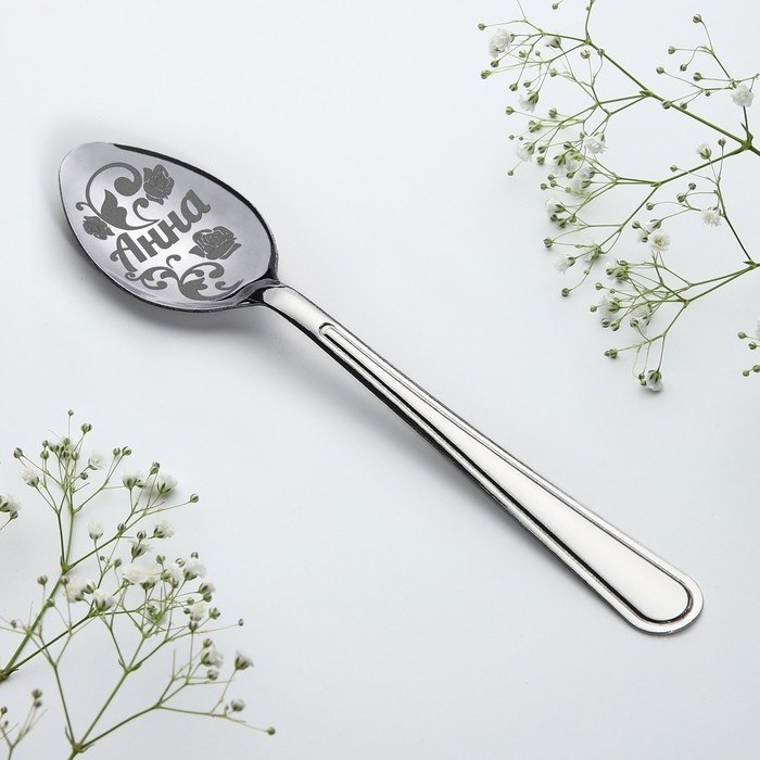 Ложка чайная с гравировкой с 8 Марта «Анна», 3 х 14 см. Ложка чайная с гравировкой с 8 Марта «Анна», 3 х 14 см.