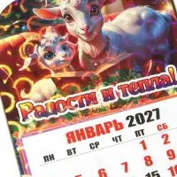 Магнит новогодний календарь отрывной 2027 &laquo;Радости и тепла!&raquo; 6.5&times;10 см