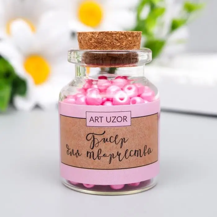 Бисер круглый 6/0 в бутылочке  Бисер круглый 6/0 в бутылочке "Зефирно-розовый" 20 гр