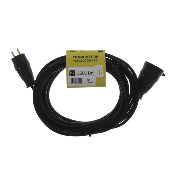 Удлинитель морозостойкий Luazon Lighting ECO, 1 розетка, 10 м, 16 А, КГ 3х1.5 мм2,с з/к,IP44 Удлинитель морозостойкий Luazon Lighting ECO, 1 розетка, 10 м, 16 А, КГ 3х1.5 мм2,с з/к,IP44