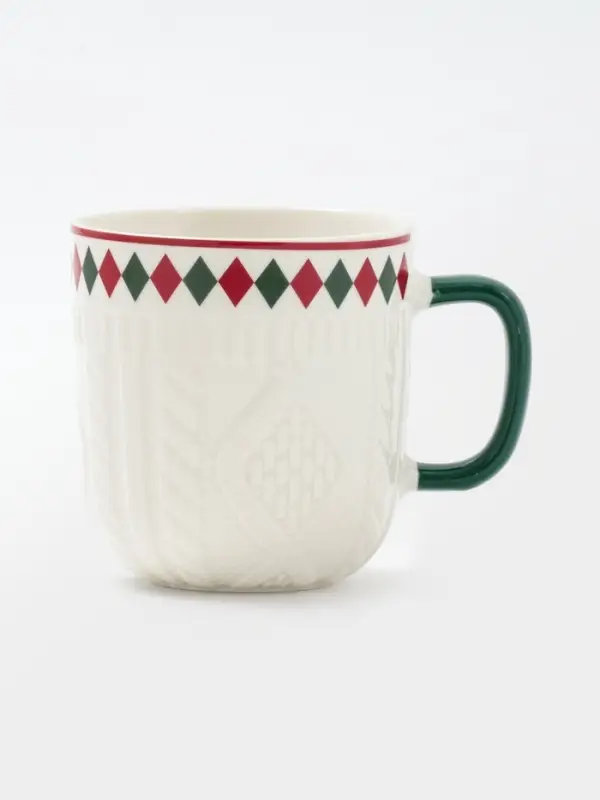 Кружка Доляна «Уютный новый год. Ромб», 370 мл, фарфор, белая