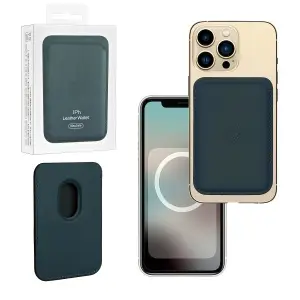 Чехол Leather Wallet Forest Green iPh 12 - 15 Pro Max (Анимация NFC Clear) с лого