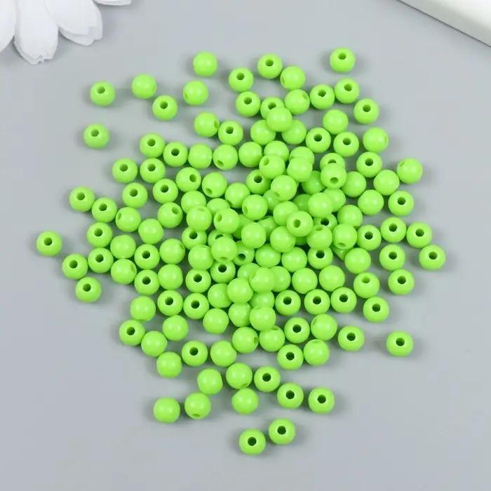 Бусины пластик "Лайм" глянец набор 25 гр d=0,6 см