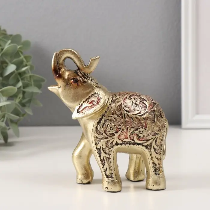 Набор фигурок полистоун &laquo;Слоны, попона в листьях&raquo;, 7 шт.