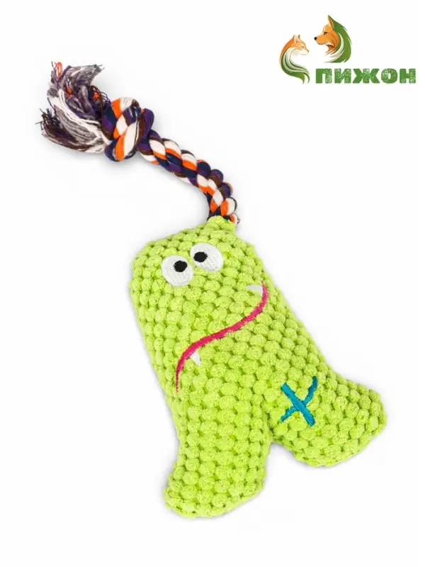 Мягкая игрушка для собак &laquo;Монстрик с канатом&raquo;, 23 см, с пищалкой, зелёная