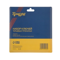 Набор ключей торцевых трубчатых ТУНДРА, оцинкованные, 6 - 22 мм, 2 воротка, 10 предметов