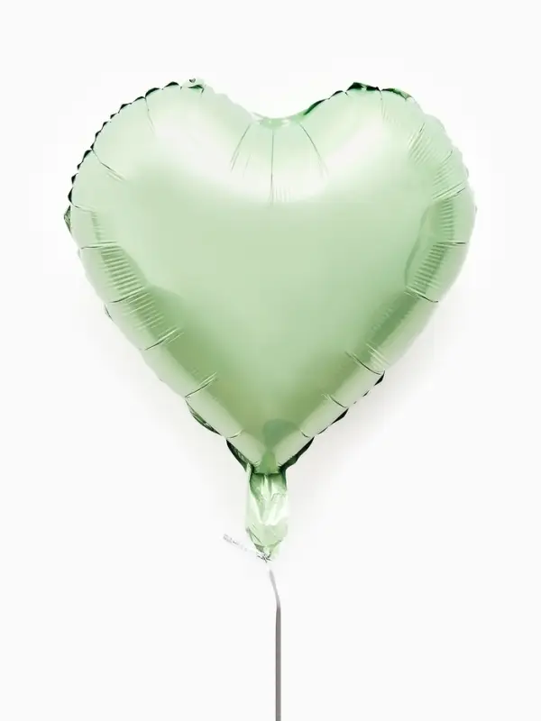 Воздушные шары фольгированные 17" "Сердце" цвет зеленый сатин, набор 5 штук