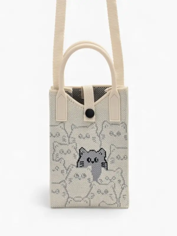 Сумка подр Коты, 12*4*17, отд на кнопке, дл ремень, белый Сумка подр Коты, 12*4*17, отд на кнопке, дл ремень, белый