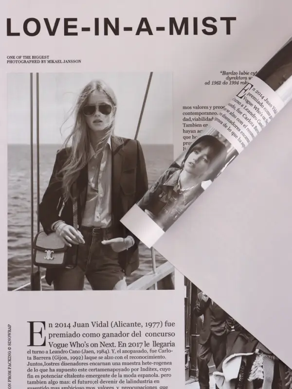 Пленка флористическая "Газета моды" 65мкм, св. розовая, 50х57 &plusmn;1см