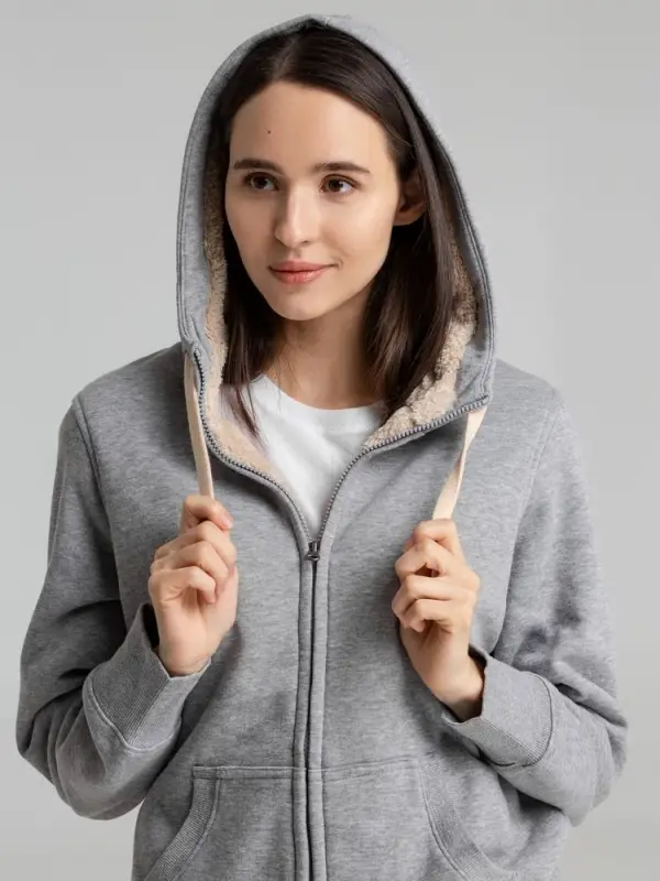 Толстовка унисекс на молнии Sherpa 280, серый меланж, размер XS Толстовка унисекс на молнии Sherpa 280, серый меланж, размер XS