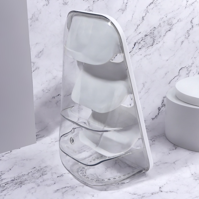 Органайзер для хранения косметических принадлежностей, 3 секции, 16,2 × 13,5 × 33,5 см, цвет белый/прозрачный