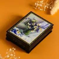 Шкатулка «Букет с ромашками», 10×14 см, лаковая миниатюра