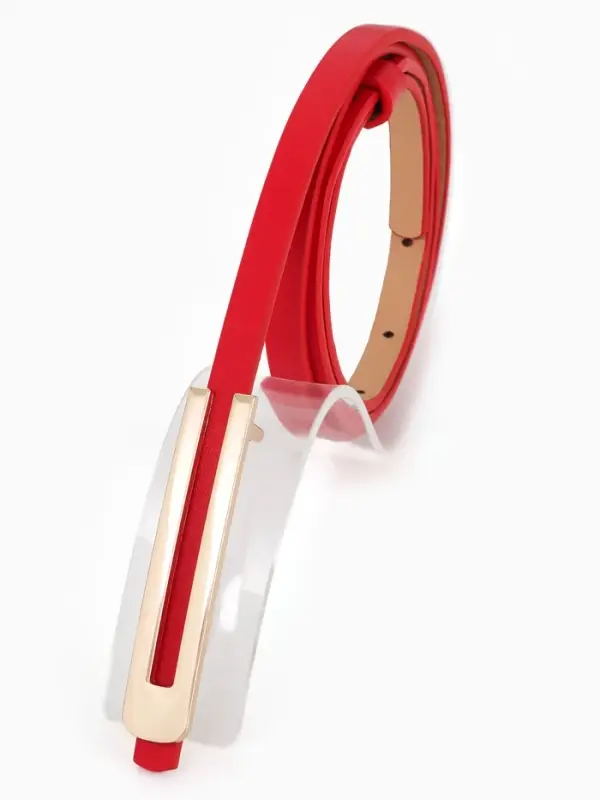 Ремень женский, 0.8&times;110 см, гвоздик, золотистая пряжка, красный