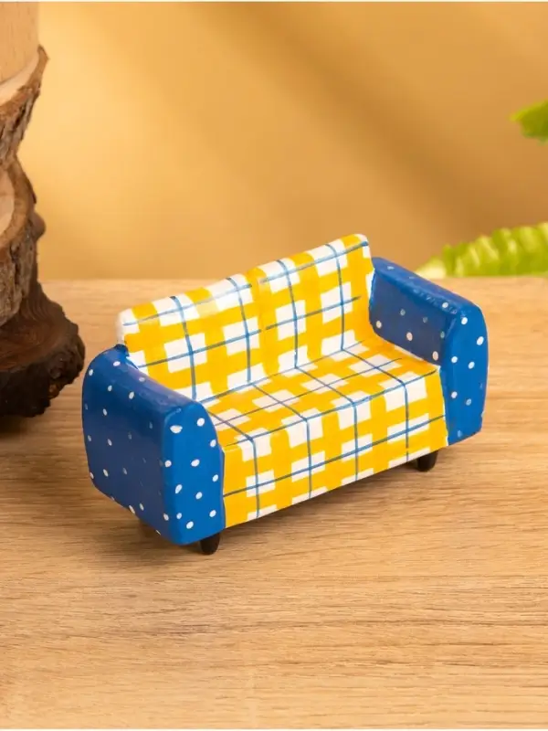 Мебель для кукол &laquo;Кресло&raquo;, 10&times;4&times;5.5 см, дерево, жёлто-синяя