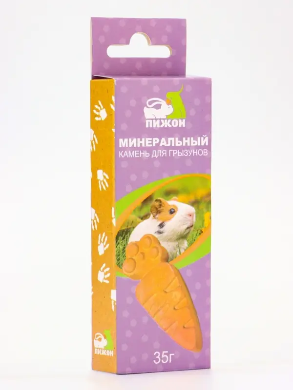 Минеральный камень для грызунов &laquo;Пижон&raquo;, морковка, 35 г