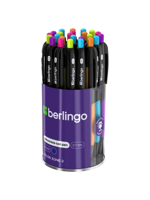 Ручка шариковая автоматическая, Berlingo ColorZone 2, 0.7 мм, синяя, МИКС Ручка шариковая автоматическая, Berlingo ColorZone 2, 0.7 мм, синяя, МИКС