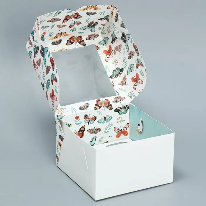 Коробка для капкейков, кондитерская упаковка двухсторонняя, 4 ячейки «Бабочки», 16 х 16 х 10 см Коробка для капкейков, кондитерская упаковка двухсторонняя, 4 ячейки «Бабочки», 16 х 16 х 10 см