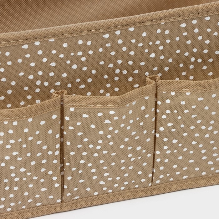 Органайзер для мелочей Доляна Points, 3 кармана, 25×12×15 см, цвет бежевый Органайзер для мелочей Доляна Points, 3 кармана, 25×12×15 см, цвет бежевый