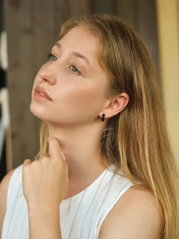 Серьги кольца чёрные QF &laquo;Нео&raquo;, d=1.4 см