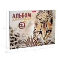 Альбом для рисования А4, 20 листов, блок 120 г/м², на клею, Erich Krause "Wild Cat", 100% белизна, твердая подложка