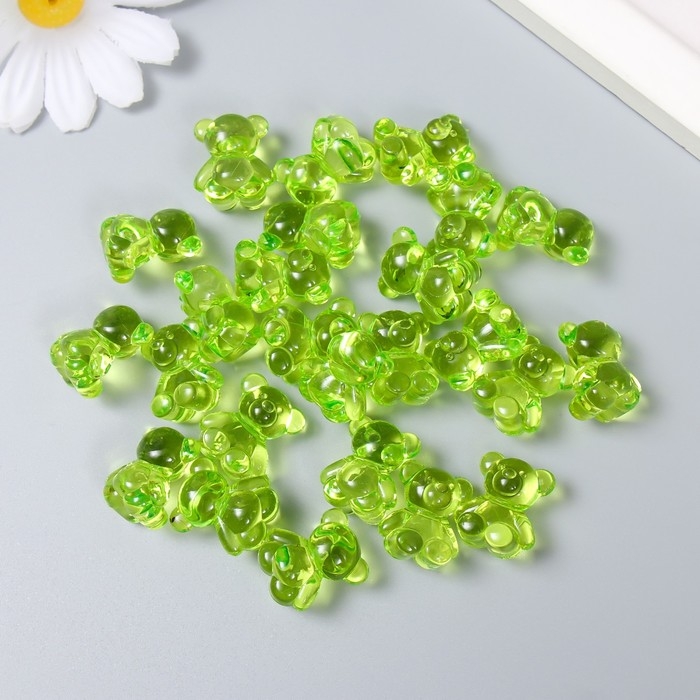 Декор для творчества пластик Декор для творчества пластик "Медвежонок" зелёный набор 25 шт 1,8х1,5х1 см