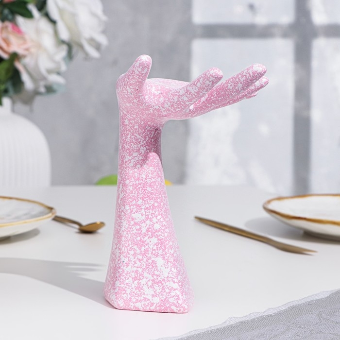 Подставка для колец Подставка для колец "Рука", розовый, 17х7,8х10,4 см