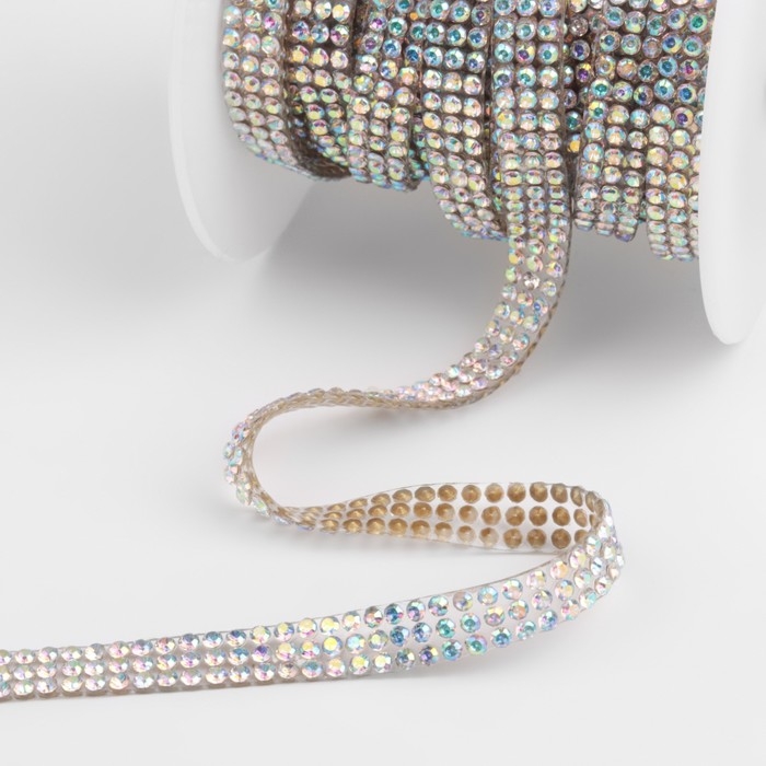 Стразы термоклеевые, с голографией, ширина - 7 мм, 4,5 ± 0,5 м, цвет серебряный Стразы термоклеевые, с голографией, ширина - 7 мм, 4,5 ± 0,5 м, цвет серебряный