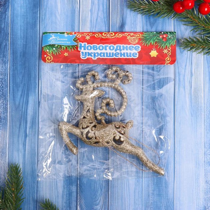 Украшение ёлочное Украшение ёлочное "Олень бегущий блеск" 13х11 см, золото
