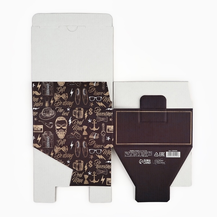 Коробка подарочная сборная, упаковка, «Джентльмену», 15 х 15 х 7 см Коробка подарочная сборная, упаковка, «Джентльмену», 15 х 15 х 7 см