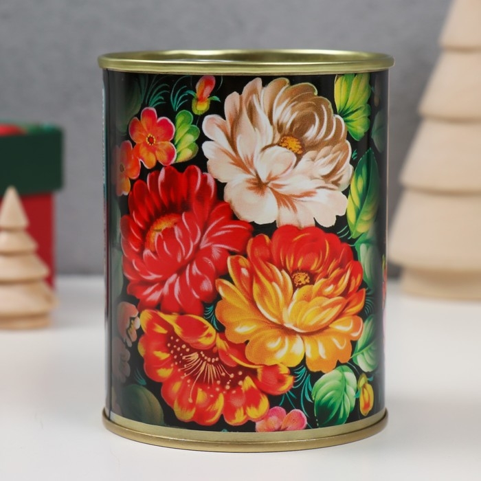 Копилка-банка металл Копилка-банка металл "Матрешка и цветы"