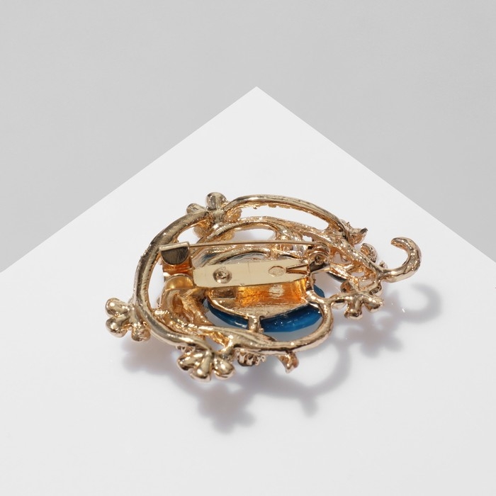 Брошь «Цветочная» арфа, цвет морской в золоте Брошь «Цветочная» арфа, цвет морской в золоте