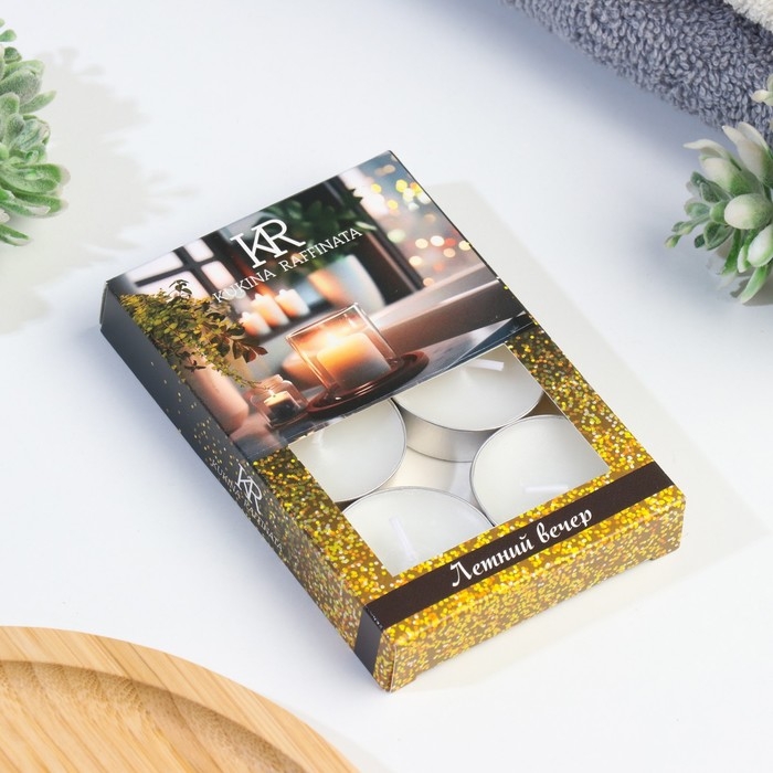 Свеча чайная ароматическая 6 шт.в под.коробке,  Свеча чайная ароматическая 6 шт.в под.коробке, "Летний вечер"