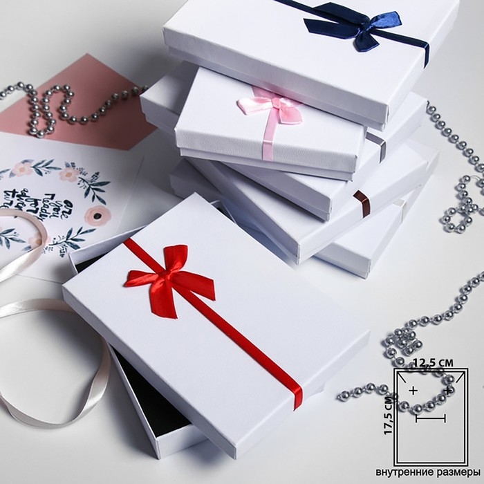 Коробочка подарочная под набор «Бантик» минимализм, 13×18 (размер полезной части 12,5×17,5см), цвет МИКС Коробочка подарочная под набор «Бантик» минимализм, 13×18 (размер полезной части 12,5×17,5см), цвет МИКС