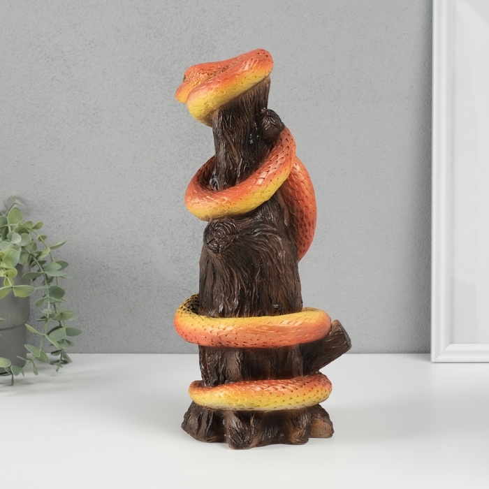 Новогодняя копилка  Новогодняя копилка "Змея на пеньке"  33 х 14 х 15 см, оранжевый