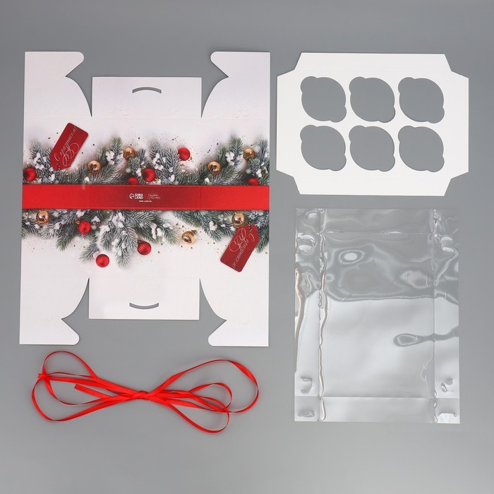 Коробка для капкейка «С праздником!», 23 х 16 х 10 см, Новый год Коробка для капкейка «С праздником!», 23 х 16 х 10 см, Новый год