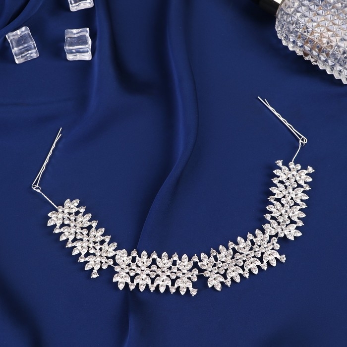 Аксессуар для волос Аксессуар для волос "Холли" цветник, 22 см, серебро