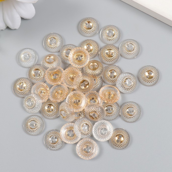 Пуговицы пластик для творчества 2 прокола Пуговицы пластик для творчества 2 прокола "Иллюзия" золото набор 40 шт 1,2х1,2 см