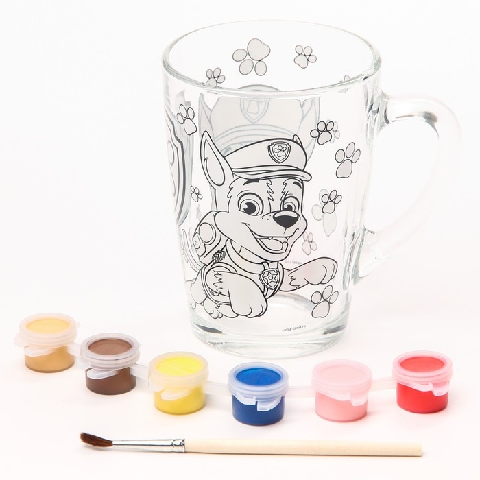Роспись стеклянной кружки, 300 мл  Роспись стеклянной кружки, 300 мл "Гончик", Щенячий патруль